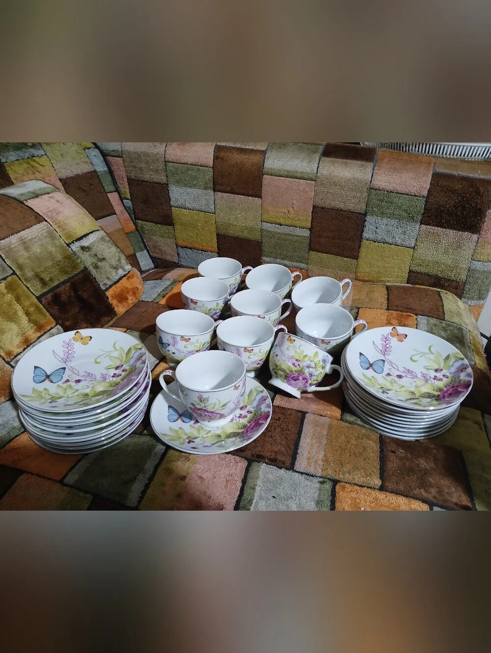Floral Butterfly Porcelain Tea Cup and Saucer Set  10